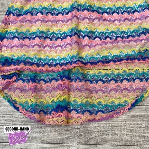 Wonder Nation Girls SzXL Sleeveless High-Low Rainbow Crochet Lined Dress - Picture 3 of 3